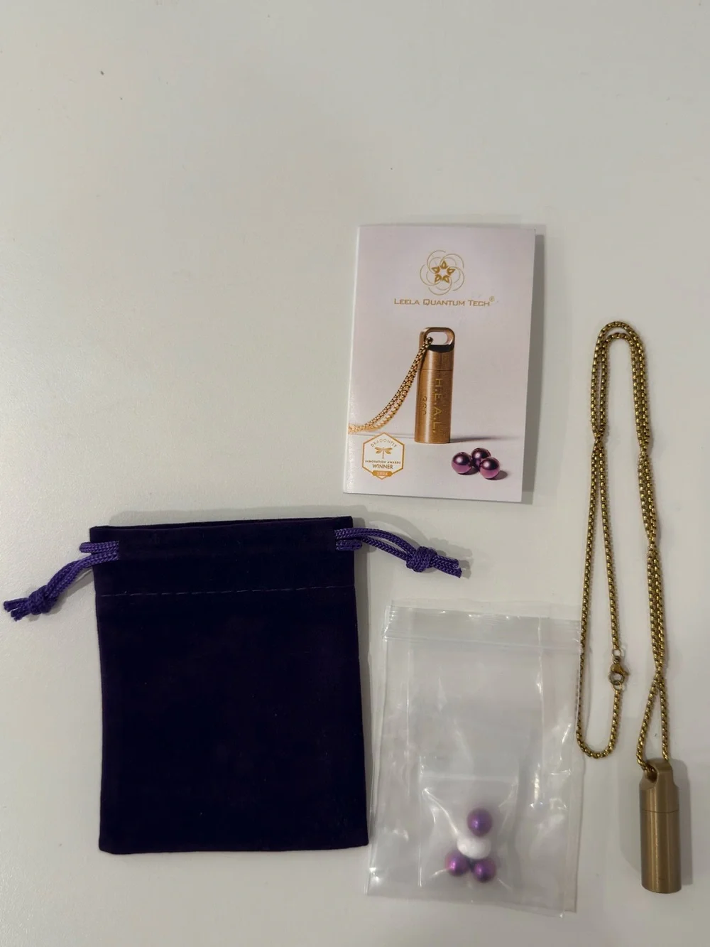 Leela Quantum Tech Booster Capsule Petite Golden Necklace - Picture 2 of 3
